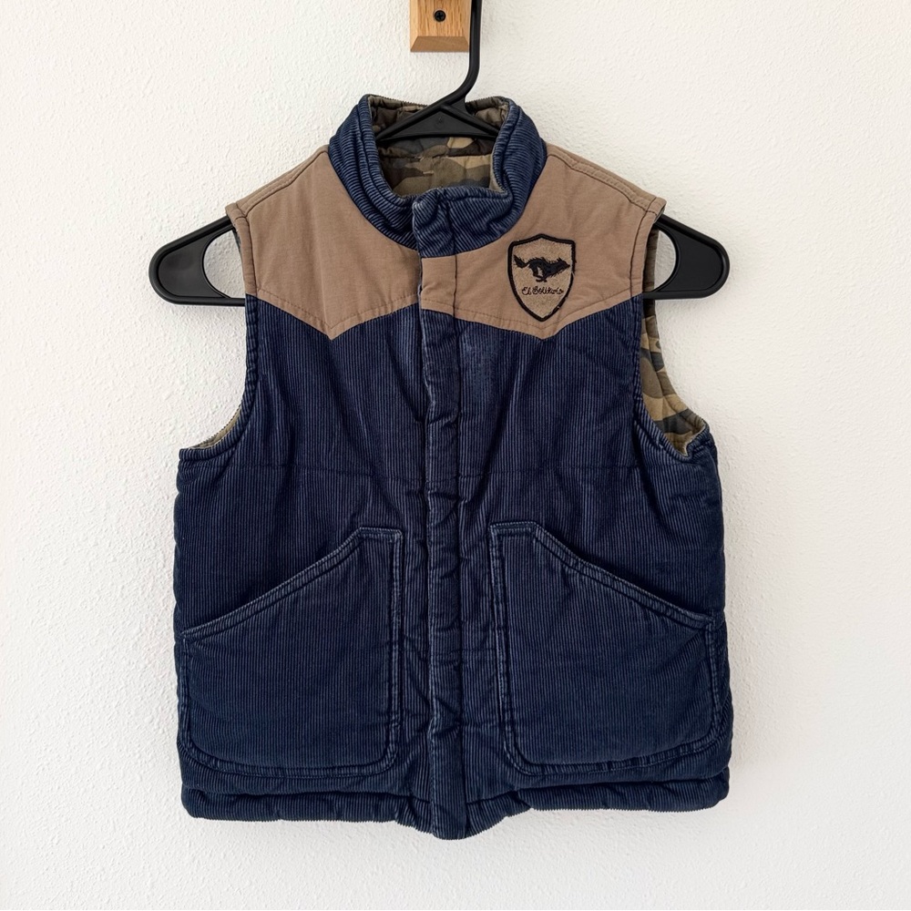 Upcycled OshKosh Boys Corduroy Camouflage Vest Fits Ages 7-8 Iron & Resin Moto